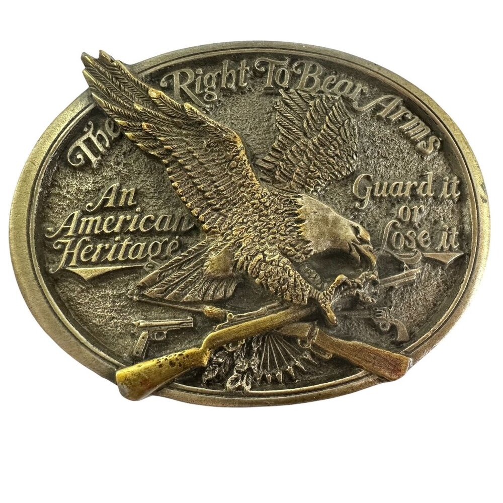 Vintage 1985 C&J American Heritage Belt Buckle With Eagle Design